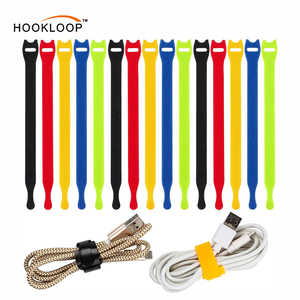 Attaches de câble en forme de T avec logo personnalisé Sangles auto-adhésives à crochets et à boucles Attaches de fil en nylon réutilisables multi-usages Organisateur de cordon - Product Image 2