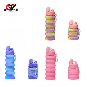 โรงงาน CZFIT ขายส่งขวดน้ำพับได้สีรุ้ง ปลอดสาร BPA สีตามสั่ง ฝาเกลียว ดื่มได้โดยตรง สำหรับทุกเพศ - Product Image 1