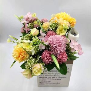 اليدوية واقعية باقة الحرير الاصطناعي عيد الميلاد والسنة الصينية الجديدة التخرج الزهور الهندباء الورد الكوبية - Product Image 3