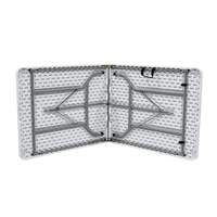 Table de pique-nique pliable en plastique de 180 cm 183 cm 6 pieds, table de camping, table de fête, table à manger, table de banquet pliable en deux avec poignée