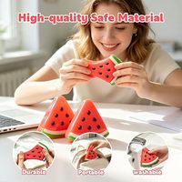 Jouet à presser en forme de tranche de pastèque, lot en boîte, jouet sensoriel souple en TPR, forme de fruit réaliste, anti-stress silencieux, poupée sensorielle pour les mains