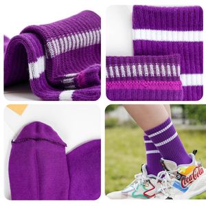 Calcetines Deportivos de Algodón Peinado con Franja Sólida para Mujer, Logotipo Personalizado, Calcetines de Tubo Atléticos - Product Image 4