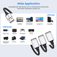 Adaptador OTG 3 en 1, Cable de Extensión de Alimentación USB 2.0 Dual para Carga/Transferencia de Datos, Extensor de Doble Puerto, Divisor USB en Y