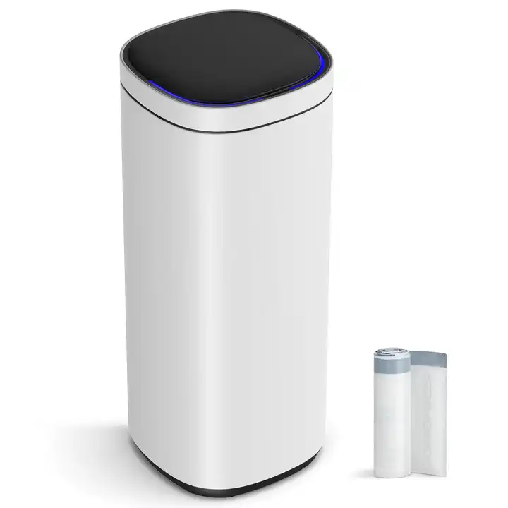Intelligent Touchless Sensor Stainless Steel Trash Can 13 Gallon -White-Homary