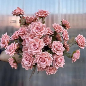 Meilleure vente de roses artificielles de haute qualité à 3 têtes <span class=keywords><strong>en</strong></span> spray blanc Real Touch pour décoration de mariage d'automne - Product Image 4