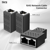 1 hingga 2 RJ45 Ethernet Splitter CAT5 CAT6 Adaptor Kabel LAN Pemanjang Jaringan untuk PC TV CCTV Rumah Kantor