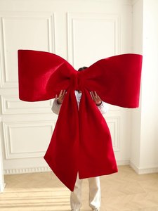 Grands nœuds floqués pour sapin de Noël, nœuds rouges pour décorations de Noël, pour arbre, clôture, escalier, rampe, cheminée - Product Image 2