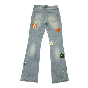 Pantalon en jean évasé vintage à motifs floraux, avec poches latérales fonctionnelles, pour un style Hip Hop, High Street, Punk, au quotidien - Product Image 6