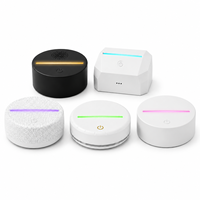 Présentoir portable rond pour exposition artisanale, socle de présentation en acrylique à fente large avec base lumineuse LED intelligente et télécommande, câble USB inclus