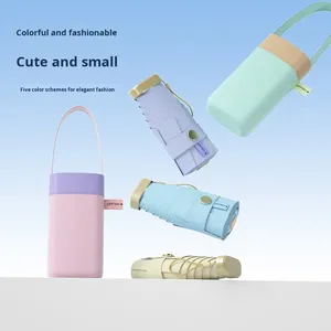 <b>Mini</b> 50% Color Glue Sunscreen Pocket Dual-use Sun Rain Women's <b>Printed</b> Logo Manufacturer's Ready Stock Wholesale Umbrella - Product Image 2