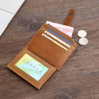 Portefeuille en cuir véritable lisse à l'huile et à la cire Porte-cartes RFID Blocage de cartes de crédit Portefeuille mince et intelligent pour hommes