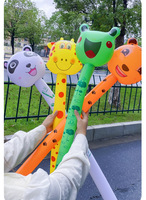 Juguete Inflable de PVC con Forma de Cabeza de Animal para Niños, Palo Largo con Cuello Largo, Jirafa, Conejo, Rana, Dibujos Animados, Palo de Animal Inflable