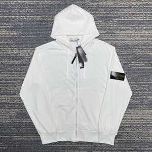 Sweat-shirt à <span class=keywords><strong>capuche</strong></span> zippé <span class=keywords><strong>STONE</strong></span>, broderie lettre, couleur unie, unisexe, automne-hiver, tendance île, en tissu éponge, décontracté et ample - Product Image 2