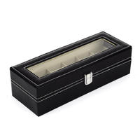 Boîte de rangement pour montres en vente chaude, boîte à montres en cuir de luxe unique, étanche, bon marché, avec serrure, 6 emplacements, pour les voyages