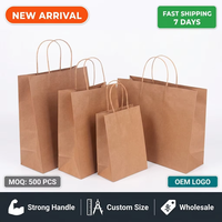Sacs en papier kraft personnalisés avec logo, sacs de courses en papier kraft, sacs alimentaires en papier kraft, poignée torsadée, toutes tailles, livraison directe d'usine, matériau écologique