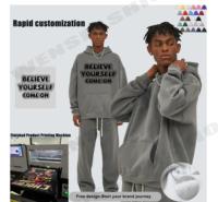 Sweat-shirts à capuche zippés en coton pour hommes, coupe courte, en molleton bouclette épais, délavé effet soleil, avec patchs brodés personnalisés, écologiques et de style oversize
