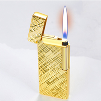 Briquet à gaz butane rechargeable en métal personnalisé, avec allumage latéral à flamme oblique et roue d'allumage, vente en gros d'usine