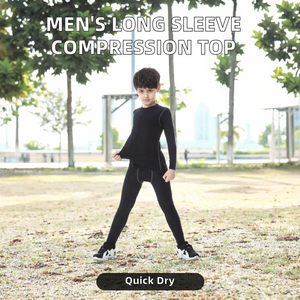Hauts de compression de gymnastique à manches longues pour hommes, couche de base avec spandex/polyester, ensembles de sport pour adultes, chemises de compression vierges - Product Image 2