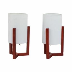 Lampade da Tavolo Cilindriche in Legno con Paralume Bianco, Illuminazione Decorativa per Camera da Letto, Soggiorno, Comodino, Arredamento Casa - Product Image 2