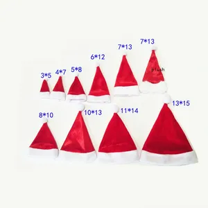 Different Size Mini Christmas Santa Hat with Plush Ball Decorations Suppliers Plush cap christmas decoration santa claus hat