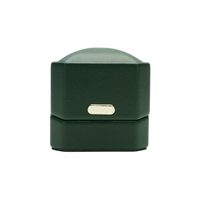 Luxuriöse Grüne Leder-Schmuckbox mit Eigenem Logo, Achteckige Verpackung für Verlobungsschmuck, Ringboxen mit Samtfutter
