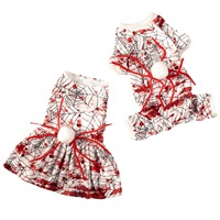 Nouvelle jupe en peluche pour chien, tenue à quatre pattes pour Halloween, motif araignée rouge sang effrayant, pour petits chiens, livraison directe d'usine