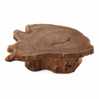 Mesa de Centro de Madera Sólida Wabi Sabi, Irregular, Hecha a Mano con Borde Natural de Tronco de Árbol, para Sala de Estar