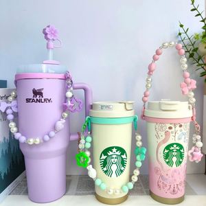 French Style <b>Bow</b> Cup Lanyard Compatible with Stanley Thermos Cup and Tupperport Water Bottle Portable Handle for Cold Cups - Product Image 3