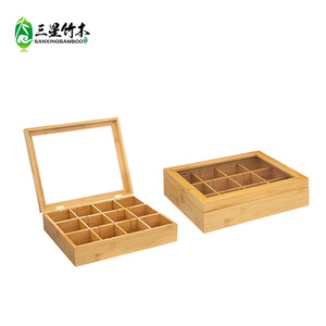 Caja de almacenamiento de bolsitas de té personalizada, estante de madera para almacenamiento de café, caja de almacenamiento de bambú con múltiples compartimentos, estante para bolsitas de té con leche - Product Image 2