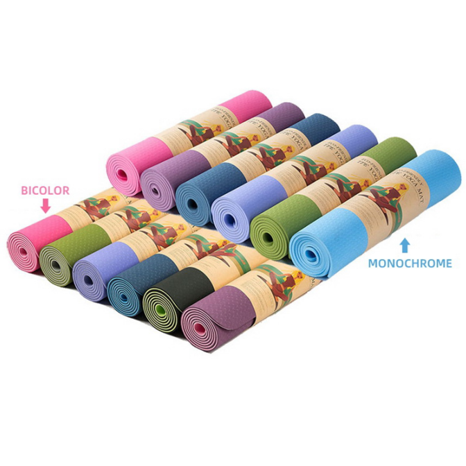 Двухслойный Коврик для йоги, экологически чистый Противоскользящий коврик из ТПЭ для йоги, нескользящий коврик для пилатеса и йоги, коврик для растяжки упражнений