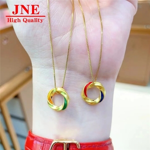 Collar con Colgante de Tira de Mobius de Oro 999, Cadena de Clavícula con Colgante de Oro Pintado, Regalo Festivo para <span class=keywords><strong>Novia</strong></span> - Product Image 2