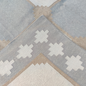 Alfombra de área grande, tejido plano de algodón, Dhurrie, diseño geométrico Art Deco, estilo atemporal para sala de estudio, comodidad - Product Image 3