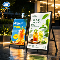 Panneau publicitaire en acier personnalisé en forme de A, panneau de menu LED commercial pour l'intérieur et l'extérieur