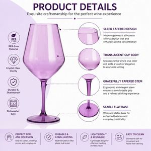 Cadeaux personnalisés avec logo, mariage, verres à vin colorés en plastique Tritan de 15 oz, verres à vin à long pied - Product Image 3