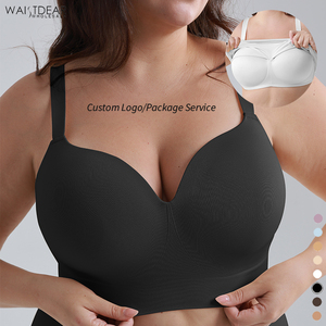 Soutien-Gorge Grande Taille à Bonnets Profonds Sans Armature pour <span class=keywords><strong>Femme</strong></span>, Couvrance Totale, Anti-Bourrelets Dorsaux, Uni, <span class=keywords><strong>Confortable</strong></span>, Push-Up, Sans Couture - Product Image 1