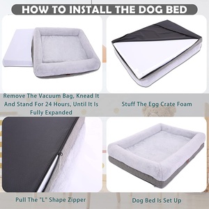 Alfombrilla ortopédica de lujo para perros, cama de espuma para jaula de huevos de alta densidad, con cubierta extraíble y almohadilla de forro impermeable - Product Image 4