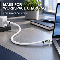 Câble USB-C vers USB-C 1,5 m 240 W avec affichage numérique, E-Marker, tressé en nylon, pour accessoires d'ordinateur portable, vente en gros