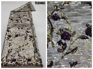 Tissu en dentelle brodée haut de gamme de luxe avec paillettes éléments orientaux élégants Style sexy pour les robes de soirée de <span class=keywords><strong>mariage</strong></span> de fiançailles - Product Image 5