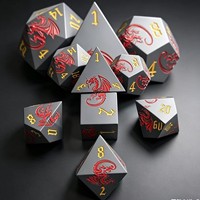 Ensemble de dés polyédriques en métal massif gravé de qualité supérieure, dragon, sept pièces, jeu de rôle pour soirée d'aventure sur table