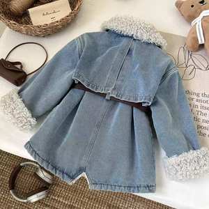 Cappotto Invernale 2025 per Bambine, Imbottito in <span class=keywords><strong>Pelliccia</strong></span> e Lana, Giacca in Denim con Colletto Rovesciato - Product Image 2