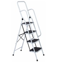 Échelle en acier à 2-6 marches, capacité de charge de 150 kg, design antirouille, utilisation domestique, avec marches antidérapantes et système de sécurité