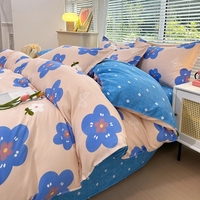 Ensemble de housse de couette en sergé brossé épaissi en gros, imprimé botanique, ensembles de draps, taille king