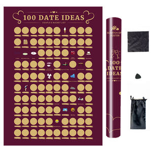 <span class=keywords><strong>Affiche</strong></span> à <span class=keywords><strong>gratter</strong></span> et livre « 100 rendez-vous » – Liste de souhaits pour couples, cadeau idéal pour une soirée romantique, avec papier offset - Product Image 1