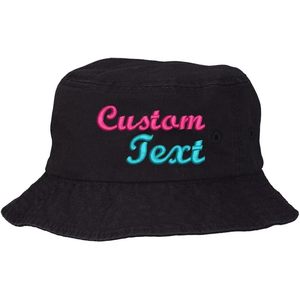 Custom Embroidered Bucket <b>Hat</b> Unisex Adult Summer Fishing <b>Cap</b> Personalized Text Cotton Linen Polyester Material - Product Image 1