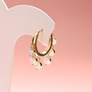 Xingyue 12 <b>Moissanite</b> Diamonds Fashion Jewelry , 9K Yellow Gold Plated <b>Moissanite</b> <b>Earrings</b> - Product Image 3