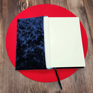 Protège-cahier personnalisé en velours extensible <span class=keywords><strong>bleu</strong></span> <span class=keywords><strong>marine</strong></span>, lavable et réutilisable, pour carnet et agenda - Product Image 3