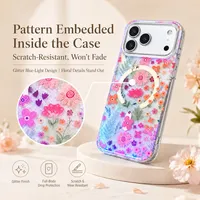 Coque magnétique scintillante double couche imprimée compatible lumière bleue IMD pour iPhone 18 Pro Max, également compatible avec iPhone 17, 16, 15, 14, 13 Pro Max