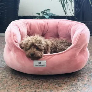 Cama de franela de felpa para perro, logo personalizado, círculo suave de terciopelo, redondo, súper suave, barata, Rosa - Product Image 2