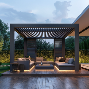 Custom Size 6x4/9x4/5x3 Outdoor Bioclimatic <strong>Pergola</strong> Waterproof Windproof Motorized Aluminum Powder Coated <strong>Gazebo</strong> LED Optional - Product Image 3