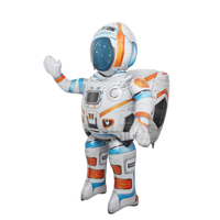 Cohete inflable astronauta globo de una sola Base de pie cohete de aluminio para niños tema espacial decoración de fiesta de cumpleaños